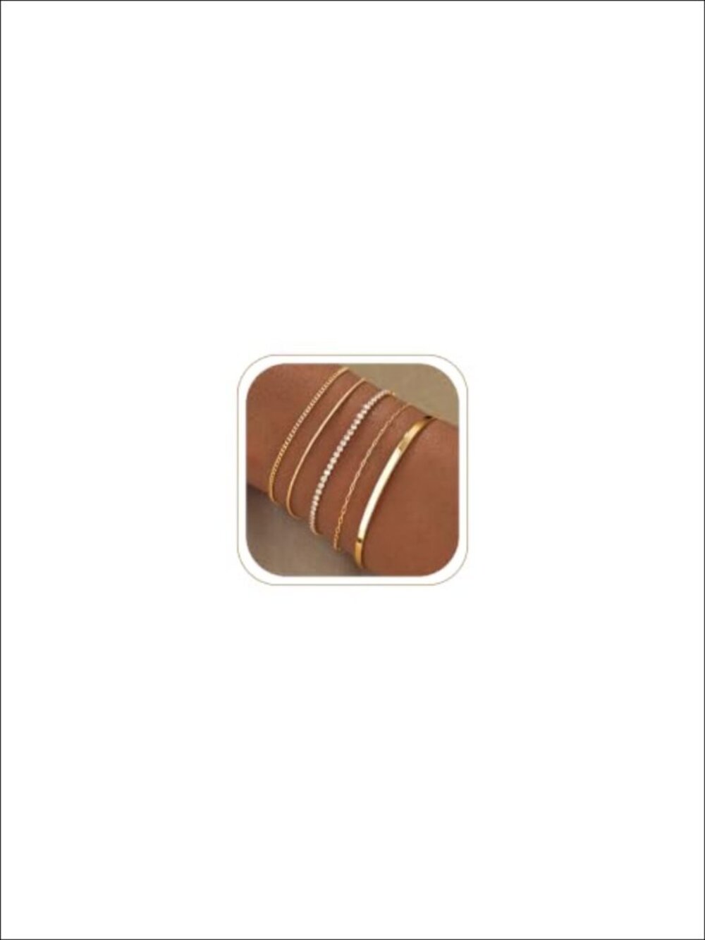 5pc Gold Plated Bracelet Set Waterproof Stackable Tennis Bangle Link Chains
